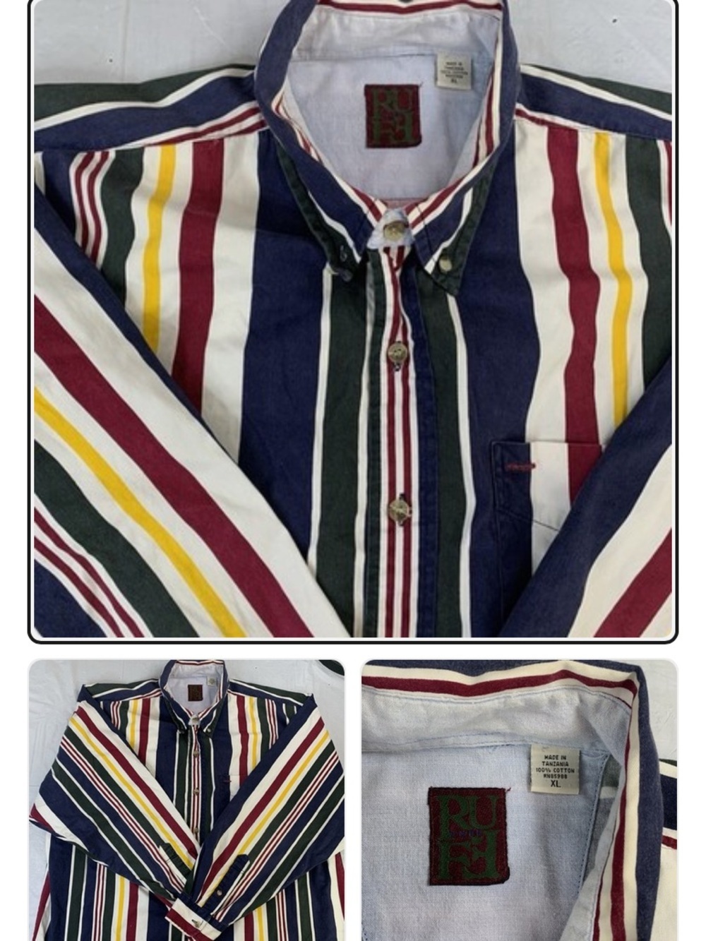 Tommy Hilfiger vintage 90s xxl Hewn Striped Button-Down Shirt - Navy/Multi